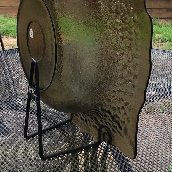 Vintage Made in Spain 100% Recycled Glass Serving Bowl / Green / 17x17 / Depth 5 - Picture 7 of 8